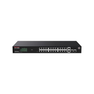 Tenda IP-COM Switch Menedzselhető PoE -  (24x1Gbps + 2x1Gbps Uplink + 2xSFP;  24af/at PoE+ port; 410W; rack) (G2228P-24-410W)