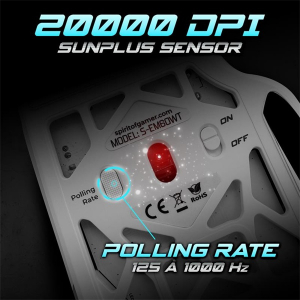 Spirit Of Gamer Eg&eacute;r - ELITE-M60 White (Optikai, 20000 DPI, 1000Hz, 9 programozhat&oacute; gomb, RGB, vezet&eacute;kes, feh&eacute;r) (S-EM60WT)