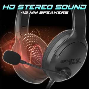 Spirit Of Gamer Fejhallgat&oacute; - PRO-H4 Black (MultiPlatform, mikrofon, 3.5mm jack, hangerőszab&aacute;lyz&oacute;, fekete) (MIC-PH4BK)
