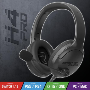 Spirit Of Gamer Fejhallgat&oacute; - PRO-H4 Black (MultiPlatform, mikrofon, 3.5mm jack, hangerőszab&aacute;lyz&oacute;, fekete) (MIC-PH4BK)