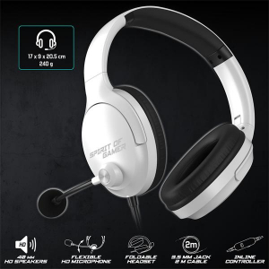 Spirit Of Gamer Fejhallgat&oacute; - PRO-H4 White (MultiPlatform, mikrofon, 3.5mm jack, hangerőszab&aacute;lyz&oacute;, feh&eacute;r) (MIC-PH4WT)