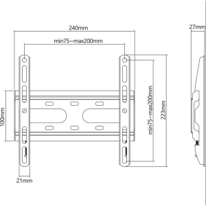 Manhattan TV &aacute;llv&aacute;ny - Fali fix ultrav&eacute;kony TV &aacute;llv&aacute;ny Fekete (max.VESA:200x200)(23"-43"-ig) 45kg teherb&iacute;r&aacute;s (462259)
