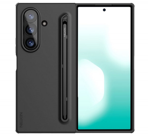 Nillkin FLEX PURE FOLD szilikon telefonv&eacute;dő (ultrav&eacute;kony, mikrofiber pl&uuml;ss belső, matt + &eacute;rintő ceruza) FEKETE Samsung Galaxy Z Fold7 (SM-F966) (GP-17