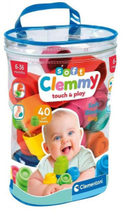 Clementoni: Clemmy 40 db puha &eacute;p&iacute;tőkocka t&aacute;rol&oacute;zs&aacute;kban (17878)