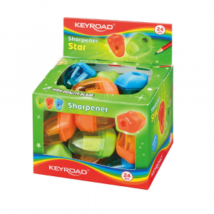 Keyroad Hegyező 1 lyuk&uacute; tart&aacute;lyos 24 db/display  Starfish vegyes sz&iacute;nek (KR970972)