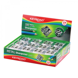 Keyroad Hegyező 2 lyuk&uacute; f&eacute;m 24 db/display  Metal (KR971684)