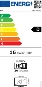 27" MSI PRO MP272L monitor (9S6-3PD6CT-002)