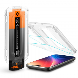 Spigen Glas.tR EZ Fit Pro HD Apple iPhone 16 Pro / 17 / 17 Pro tempered kijelzőv&eacute;dő f&oacute;lia felhelyező kerettel (1db) (AGL10097)