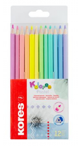 Kores Sz&iacute;nes ceruza k&eacute;szlet, h&aacute;romsz&ouml;gletű,  "Kolores Pastel", 12 pasztell sz&iacute;n (IK93311)