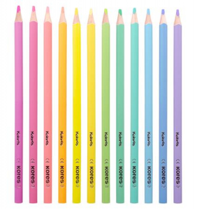 Kores Sz&iacute;nes ceruza k&eacute;szlet, h&aacute;romsz&ouml;gletű,  "Kolores Pastel", 12 pasztell sz&iacute;n (IK93311)