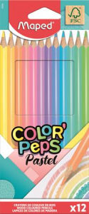 Maped Sz&iacute;nes ceruza k&eacute;szlet, h&aacute;romsz&ouml;gletű,  "Color`Peps Pastel", 12 k&uuml;l&ouml;nb&ouml;ző pasztell sz&iacute;n (IMA832069)