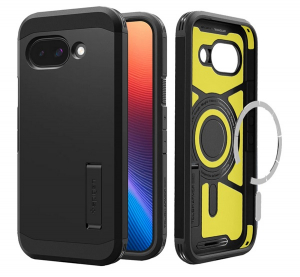 Spigen TOUGH ARMOR MAG műanyag telefonv&eacute;dő (&uuml;t&eacute;s&aacute;ll&oacute;s&aacute;g, kit&aacute;maszt&oacute;, MagSafe) FEKETE Google Pixel 9a (ACS09046)