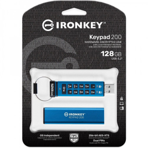 Pen Drive 128GB Kingston IronKey Keypad 200 USB 3.2 Gen 1 (IKKP200/128GB)