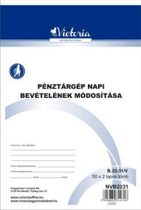 Victoria Nyomtatv&aacute;ny, p&eacute;nzt&aacute;rg&eacute;p napi bev&eacute;tel&eacute;nek m&oacute;dos&iacute;t&oacute; t&eacute;telei, 25x2, A5,  "B.22-31", 10 t&ouml;mb/csomag (NVB2231)