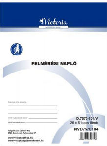 Victoria Nyomtatv&aacute;ny, felm&eacute;r&eacute;si napl&oacute;, 25x5, A4,  "D.7570-104", 10 t&ouml;mb/csomag (NVD7570104)