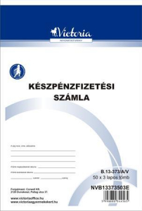 Victoria Nyomtatv&aacute;ny, k&eacute;szp&eacute;nzfizet&eacute;si sz&aacute;mlat&ouml;mb, egy &Aacute;F&Aacute;s, 50x3, A5, , "B.13-373", 10 t&ouml;mb/csomag (NVB13373503E)