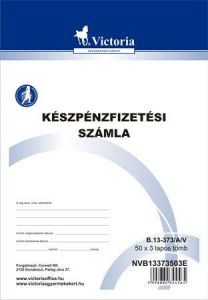 Victoria Nyomtatv&aacute;ny, k&eacute;szp&eacute;nzfizet&eacute;si sz&aacute;mlat&ouml;mb, egy &Aacute;F&Aacute;s, 50x3, A5, , "B.13-373", 10 t&ouml;mb/csomag (NVB13373503E)
