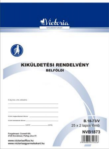Victoria Nyomtatv&aacute;ny, kik&uuml;ldet&eacute;si rendelv&eacute;ny (belf&ouml;ldi), 25x2, A4,  "B.18-73", 10 t&ouml;mb/csomag (NVB1873)