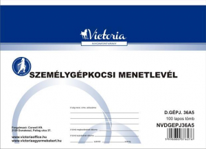Victoria Nyomtatv&aacute;ny, menetlev&eacute;l, szem&eacute;lyg&eacute;pkocsi, 100 lap, A5, fekvő, , "D.G&Eacute;PJ.36.", 10 t&ouml;mb/csomag (NVDGEPJ36A5)