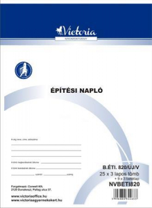 Victoria Nyomtatv&aacute;ny, &eacute;p&iacute;t&eacute;si napl&oacute;, 25x3 + 9x3 bet&eacute;tlap, A4,  "B.&Eacute;TI.820", 10 t&ouml;mb/csomag (NVBETI820)