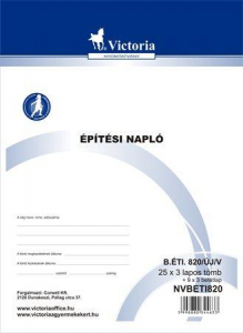 Victoria Nyomtatv&aacute;ny, &eacute;p&iacute;t&eacute;si napl&oacute;, 25x3 + 9x3 bet&eacute;tlap, A4,  "B.&Eacute;TI.820", 10 t&ouml;mb/csomag (NVBETI820)