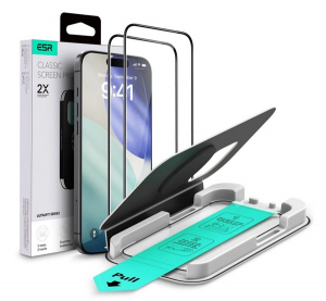 ESR ULTRAFIT k&eacute;pernyőv&eacute;dő &uuml;veg 2db (2.5D, 9H + seg&eacute;dkeret) &Aacute;TL&Aacute;TSZ&Oacute; Apple iPhone 17 / iPhone 16 Pro (GP-174897)