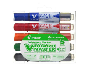 PILOT T&aacute;blamarker k&eacute;szlet, 2,3 mm, k&uacute;pos,  "V-Board Master", 5 k&uuml;l&ouml;nb&ouml;ző sz&iacute;n (PBMTK5)