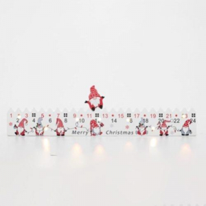 Home LED-es adventi napt&aacute;r, 7db LED vil&aacute;g&iacute;t&aacute;s, fa alapanyag, elemes t&aacute;pell&aacute;t&aacute;s, belt&eacute;ri kivitel (KLW25)