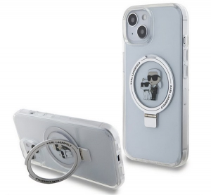 Karl Lagerfeld RING STAND KARL&CHOUPETTE MAGSAFE szilikon telefonv&eacute;dő (&uuml;t&eacute;s&aacute;ll&oacute;s&aacute;g, MagSafe, kit&aacute;maszt&oacute;) FEH&Eacute;R Apple iPhone 15 / iPhone 14 / iPhone 13