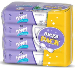Bella Happy Sensitive (4x56 db) popsitörlő - növényi kivonatokkal