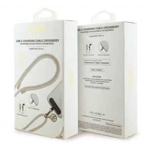 Guess Crossbody Strap 4G Charm t&ouml;ltők&aacute;bel USB-C/USB-C b&eacute;zs