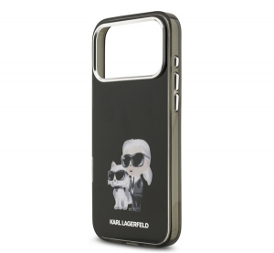 Karl Lagerfeld IML AQUARELLE KARL AND CHOUPETTE szilikon telefonv&eacute;dő (&uuml;t&eacute;s&aacute;ll&oacute;s&aacute;g, kamerav&eacute;dő) FEKETE Apple iPhone 17 Pro (KLHMP17LHMKCAQOK)