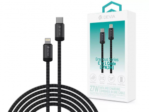 Devia Gracious Series 27W PD Type-C/Lightning adat- &eacute;s t&ouml;ltők&aacute;bel 3m fekete (ST124349)