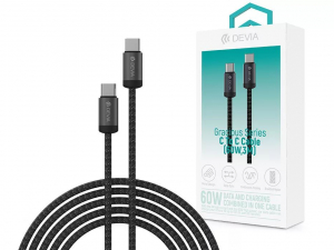 Devia Gracious Series 60W PD Type-C/Type-C adat- &eacute;s t&ouml;ltők&aacute;bel 3m fekete (ST124332)
