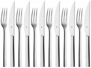 WMF Steak evőeszk&ouml;z k&eacute;szlet steak k&eacute;sek 6 szem&eacute;lyes Nuova 12 darabos speci&aacute;lis penge ac&eacute;l rozsdamentes ac&eacute;l Ez&uuml;st (3201002518)