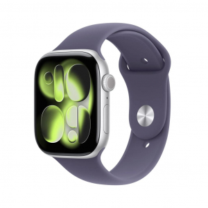 Apple Watch Series 11 GPS 46mm Silver Aluminium Case Purple Fog Sport Band - M/L (MEVA4MP/A)