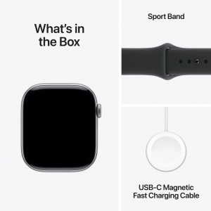 Apple Watch Series 11 GPS 42mm Space Grey Aluminium Case Black Sport Band - S/M (MEQW4MP/A)