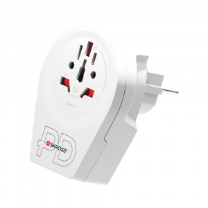 SKROSS World - Europe Vil&aacute;g utaz&oacute;adapter USB-C + USB-A (20W PD, gyorst&ouml;lt&eacute;s, Feh&eacute;r) (1.500295-E)