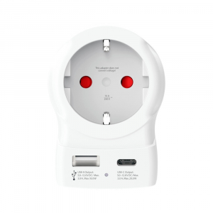 SKROSS Europe - USA Utaz&oacute;adapter USB-C + USB-A (20W PD, gyorst&ouml;lt&eacute;s, Feh&eacute;r) (1.500284-E)