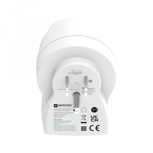 SKROSS Europe - USA Utaz&oacute;adapter USB-C + USB-A (20W PD, gyorst&ouml;lt&eacute;s, Feh&eacute;r) (1.500284-E)