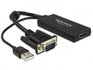 Delock 62668 VGA - HDMI adapter, audió funkcióval, fekete