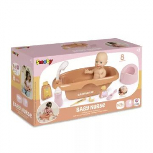 Smoby Baby Nurse: Babaf&uuml;rdető j&aacute;t&eacute;kszett 8 db kieg&eacute;sz&iacute;tővel (7600220383)
