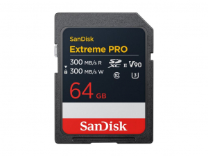 SanDisk Extreme PRO 64GB SDXC Memory Card, 300/300MB/s , 8K, V90, UHS-II (00226807)