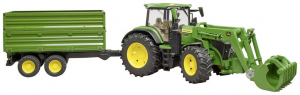 bruder John Deere 7R 350 traktor homlokrakod&oacute;val &eacute;s p&oacute;tkocsival (3155)