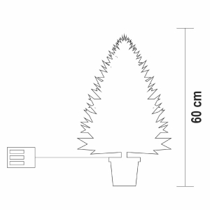 Home  elemes műfenyő tobozokkal, LED-ekkel, 60cm magas, 30db melegfeh&eacute;r LED, 8 program, 2D tűlevelek, elemes t&aacute;pell&aacute;t&aacute;s, belt&eacute;ri kivitel (KMF60BLED)