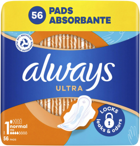 Always Ultra Normal, 56db egészségügyi betét - használható közepesen erős menstruáció esetén