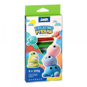 Junior Modellező gyurma  Kreatino pyramid h&aacute;romsz&ouml;g alak&uacute;, 8 sz&iacute;n, 200 g (130720)