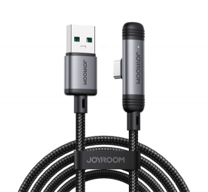 JOYROOM S-A56 ENJOYX SERIES adatk&aacute;bel (USB - Type-C, 3A, gyorst&ouml;ltő, 120cm, 90 fokos, cipőfűző) FEKETE (S-A56_AC)