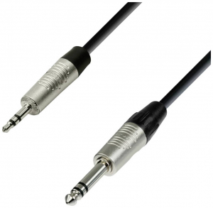 Adam Hall Jack Audio Csatlakoz&oacute;k&aacute;bel [1x Jack dug&oacute;, 3,5 mm-es - 1x Jack dug&oacute;, 6,3 mm-es (sztereo)] 1.50 m Fekete (K4BVW0150)