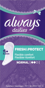 Always Dailies Fresh & Protect Normal, 60 db tisztasági betét - használható gyenge menstruáció esetén